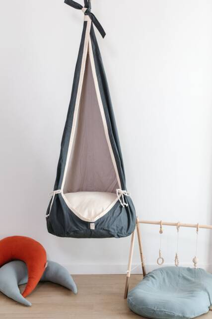 Cocoon Swing For Kids Dark Grey - Indoor & Outdoor Fabric Hammock Child Sway Toddler Swing Hanging Chair Kids Birthday Gift - image 1