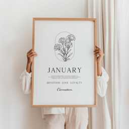 Carnation January Birth Flower Print Minimalist Line Art - Digital Download - thumbnail 1