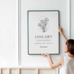 Carnation January Birth Flower Print Minimalist Line Art - Digital Download - thumbnail 2