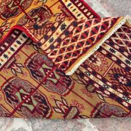 1'11x4'10 Orange Bukhara Runner Rug - Beautiful Afghan Hand-Knotted Tribal Oriental Carpet For Hallway Or Entryway Decor Gift - thumbnail 4