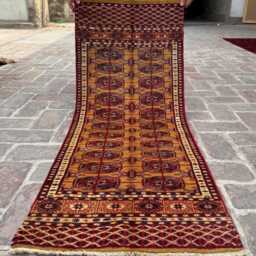 1'11x4'10 Orange Bukhara Runner Rug - Beautiful Afghan Hand-Knotted Tribal Oriental Carpet For Hallway Or Entryway Decor Gift - thumbnail 2