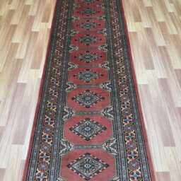 2.6x10 Pink Color Bokhara Rug - Runner Hallway Luxury Bukhara Fine Quality Woolen Afghan - thumbnail 3