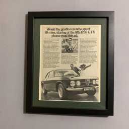 Alfa Romeo 1750 Gtv Original 1968 Framed Advertising Wall Art Print, Birthday Gift, Classic Car , Home, Office, Man Cave A345 - thumbnail 2