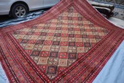 10x13 High Quality Large Afghan Rug, Geometric Design Oriental Turkmen Rug, Organic Dyes Wool Handmade Area Red Living Room Carpet - thumbnail 1