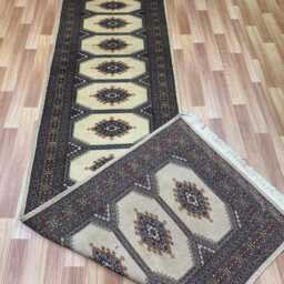 2.6x10 Beige Color Bokhara Rug - Runner Hallway Luxury Bukhara Fine Quality Woolen Afghan - thumbnail 4