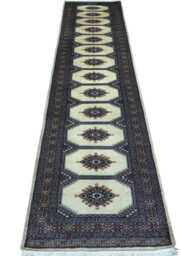 2.6x10 Beige Color Bokhara Rug - Runner Hallway Luxury Bukhara Fine Quality Woolen Afghan - thumbnail 1