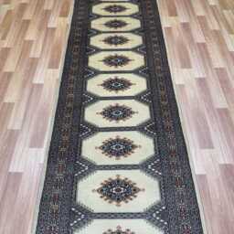 2.6x10 Beige Color Bokhara Rug - Runner Hallway Luxury Bukhara Fine Quality Woolen Afghan - thumbnail 3