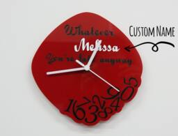 Whatever, You're Late Anyway - Custom Name Red Wall Clock