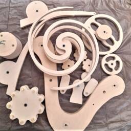 Wooden Kinetic Sculpture Handmade Wall Art Clock - thumbnail 4