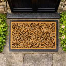 Nature Inspired Floral Rug I Ornate Welcome Mat Textured Entryway Art - thumbnail 2