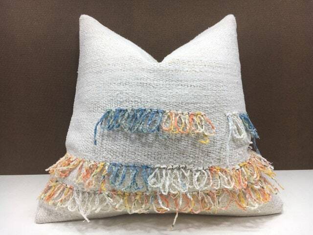 Vintage Kilim Lumbar Pillow, Handwoven Turkish Throw, 20x20 - image 1