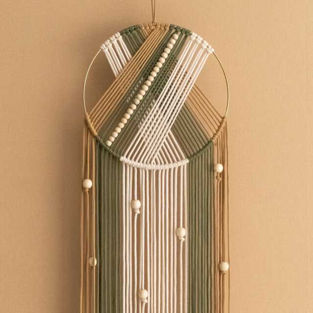 Macrame Dreamcatcher, Bohemian Decor, Handmade Macrame, Wall Hanging, Living Room Yarn Hoop V50 - image 1
