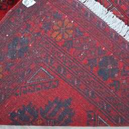3'4x5 Ft Vintage Red Bukhara Rug, Afghan Hand Knotted Wool Area Turkmen Khal Mohammedi Rug For Bedroom, Antique Oriental Carpet - thumbnail 4