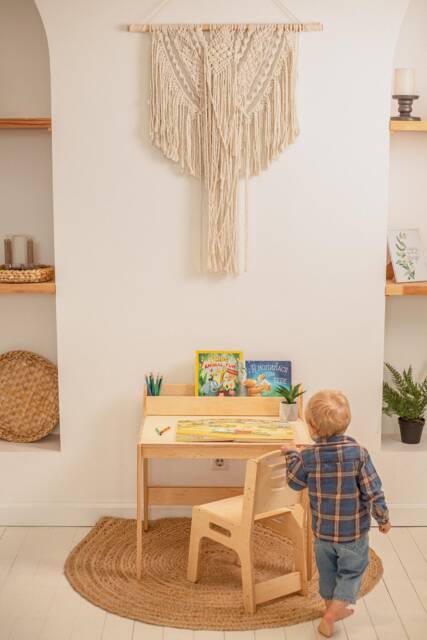 Learning Preschool Desk With Bookshelf For Toddler, Montessori Kids Desk, Activity Table Chair, First Day Of Gift - image 1