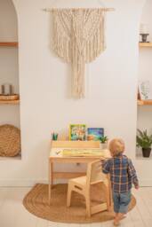 Learning Preschool Desk With Bookshelf For Toddler, Montessori Kids Desk, Activity Table Chair, First Day Of Gift - thumbnail 1