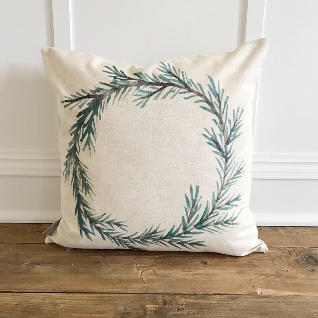 Evergreen Wreath Pillow Cover