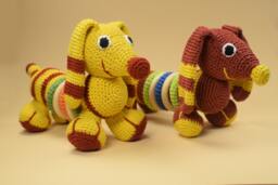 Crochet Dog, Crochet Dachshund, Educational Toy, Baby Toy - thumbnail 1