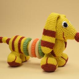 Crochet Dog, Crochet Dachshund, Educational Toy, Baby Toy - thumbnail 2