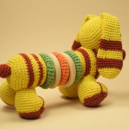 Crochet Dog, Crochet Dachshund, Educational Toy, Baby Toy - thumbnail 3
