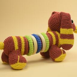 Crochet Dog, Crochet Dachshund, Educational Toy, Baby Toy - thumbnail 4