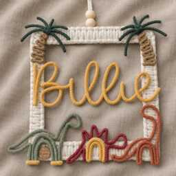 Knitted Wire Name Dinosaur Wall Art. Bedroom, Or Nursery Decor Gift - thumbnail 1