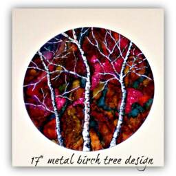 Hand Painted Birch Tree Metal Wall Art Glow in The Dark Decor - thumbnail 3