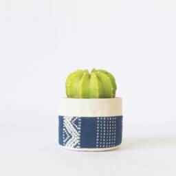 Small Natural Canvas Sitting Planter - Indigo - thumbnail 1