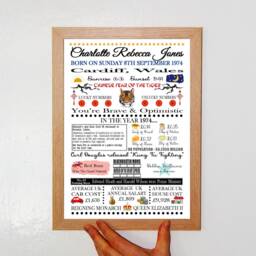 Personalised Year & Day You Were Born Print A4 Birthday Gift - Framed Option - thumbnail 3