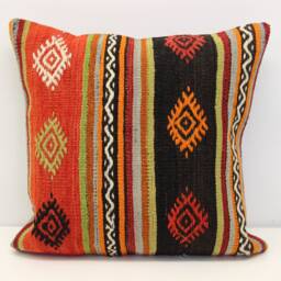 Handmade Turkish Kilim Pillow Cover 20x20, Oriental Home Decor - thumbnail 2