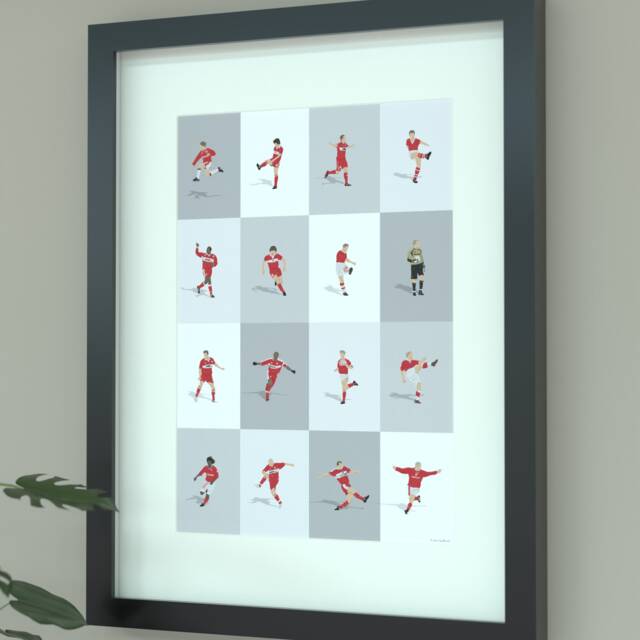 Middlesbrough Legends Illustrated Poster - Riverside Stadium Icons Print Boro Football Art - image 1