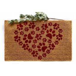 Heart Paw Print Doormat - Pet Lover Welcome Mat Dog Cat Gift Animal Entry Rug Coir Front Door Themed Decor - thumbnail 2