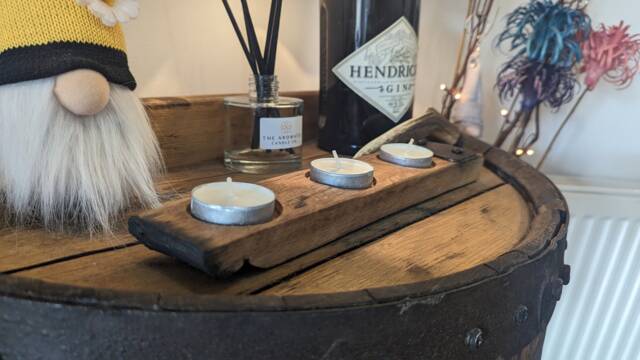 Oak Whiskey Barrel Stave Candle Tea Light Holder - image 1