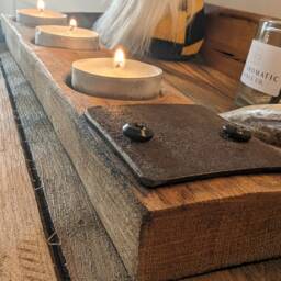 Oak Whiskey Barrel Stave Candle Tea Light Holder - thumbnail 2