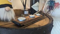 Oak Whiskey Barrel Stave Candle Tea Light Holder - thumbnail 1