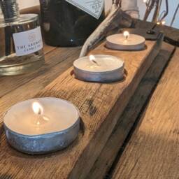 Oak Whiskey Barrel Stave Candle Tea Light Holder - thumbnail 3