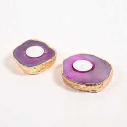 Purple Agate Gemstone Tealight Holders - Set Of 2 - thumbnail 3