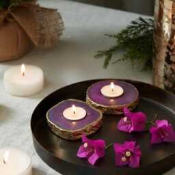 Purple Agate Gemstone Tealight Holders - Set Of 2 - thumbnail 2