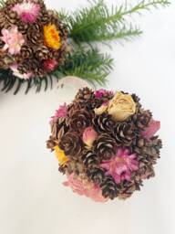 Flower Ornament - Dried Flowers & Pinecones Pomander Real Dry Kissing Ball Thanksgiving Decor Christmas - M/Orna 5 - thumbnail 1