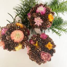 Flower Ornament - Dried Flowers & Pinecones Pomander Real Dry Kissing Ball Thanksgiving Decor Christmas - M/Orna 5 - thumbnail 2