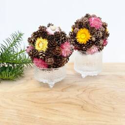 Flower Ornament - Dried Flowers & Pinecones Pomander Real Dry Kissing Ball Thanksgiving Decor Christmas - M/Orna 5 - thumbnail 3