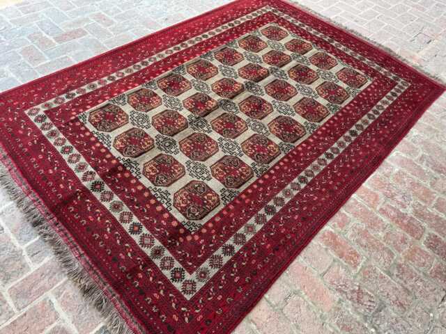 6x9 Afghan Turkmen Wool Rug - Hand-Knotted Tribal Geometric Motif Classic Oriental Area Carpet For Living Room, Bedroom Or Entryway D??cor - image 1