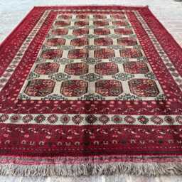 6x9 Afghan Turkmen Wool Rug - Hand-Knotted Tribal Geometric Motif Classic Oriental Area Carpet For Living Room, Bedroom Or Entryway D??cor - thumbnail 3