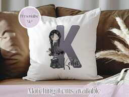 Goth Girl Initial Personalised Velvet Cushion - Alternative Cushion