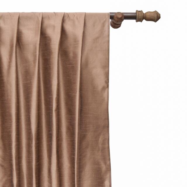 Copper Art Silk Curtain Panels, Faux Curtains - Rod Pocket, Grommet, Box Pleat, Three Pinch Tab Top & Plain Ring Top - image 1