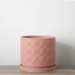 "Heart Planter With Drainage & Saucer in Country Pink, Cute 3D-Printed Plant Pot, Small To Large Sizes 4"" 5"" 6"" 7"" 8" - thumbnail 2