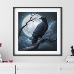 Edgar Allan Poe Raven Art Print Fantasy Wall Decor - thumbnail 2
