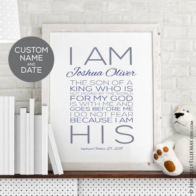 Son Of A King, Baptism Boy Gift Personalized Wall Art Which You Print - I Am His Typography Printable Great As Nursery Or Home Decor 40288 - image 1