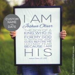 Son Of A King, Baptism Boy Gift Personalized Wall Art Which You Print - I Am His Typography Printable Great As Nursery Or Home Decor 40288 - thumbnail 3