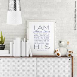 Son Of A King, Baptism Boy Gift Personalized Wall Art Which You Print - I Am His Typography Printable Great As Nursery Or Home Decor 40288 - thumbnail 2