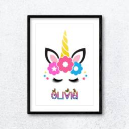 Personalised Any Name Unicorn Eyelashes Wall Art Poster Print. Choose From 5 Designs. Lovely Gift Idea. Girls Bedroom, Nursery. Rainbow - thumbnail 2